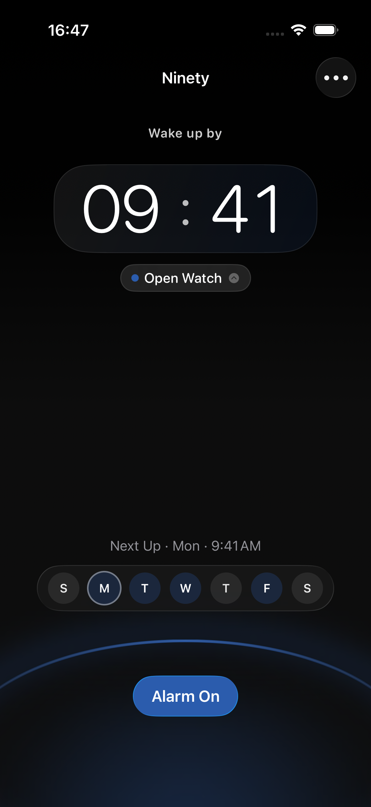 Main iPhone app screen